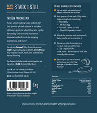 Load image into Gallery viewer, Stack &amp; Still protein pancake mix packaging with instructions and nutritional information.